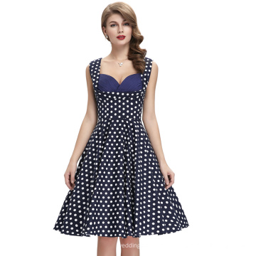 Grace Karin Ladies Sexy Design 50s Retro Black Polka Dots Cotton Dress CL008901-12